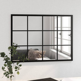 vidaXL Lustro ścienne, czarne, 80 x 60 cm, metal
