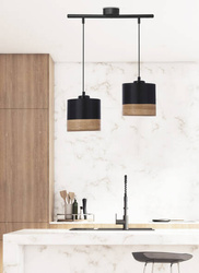 Lampa wisząca z abażurem Porto czarna podwójna do jadalni nad stół