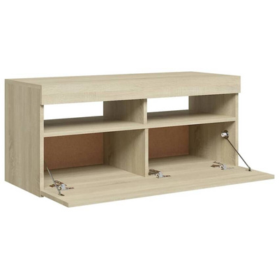 vidaXL Szafka pod TV z oświetleniem LED, dąb sonoma, 90x35x40 cm