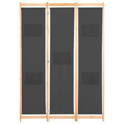 3-panelowy, szary, 120x170x4 cm, tkanina Parawan