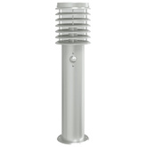 Lampy ogrodowe na słupku, z czujnikiem, 3 szt., srebrne, 60 cm