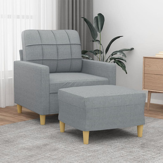vidaXL Fotel z podnóżkiem, jasnoszary, 60 cm, obity tkaniną model standard