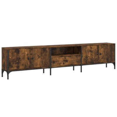 vidaXL Szafka pod TV, z szufladą, przydymiony dąb, 200x25x44 cm