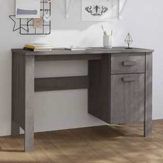 vidaXL Biurko HAMAR, jasnoszare, 113x50x75 cm, lite drewno sosnowe