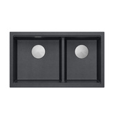 Zlewozmywak granitowy LOGAN 120 – dwukomorowy, wpuszczany, black diamond/elementy stalowe, Quadron