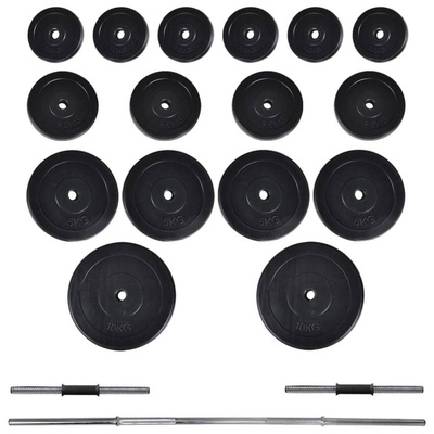 vidaXL Wyciąg do ćwiczeń i zestaw sztangi z hantlami, 60,5 kg