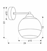 Contessa Lampa Kinkiet Czarny 1X40 E27 Klosz Złoty