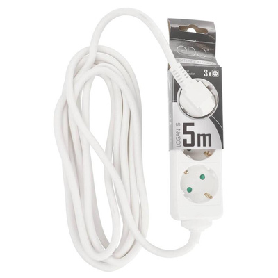 Przedłużacz domowy przenośny LOGAN S White 3 - krotny Schuko 5m EDO777567 EDO Solutions