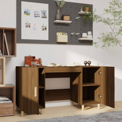 vidaXL Biurko, brązowy dąb, 140x50x75 cm, materiał drewnopochodny