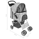 vidaXL Składany wózek dla psa/kota, transporter, szary