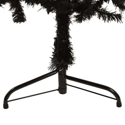 Smukła choinka połówka ze stojakiem, sztuczna, czarna, 150 cm