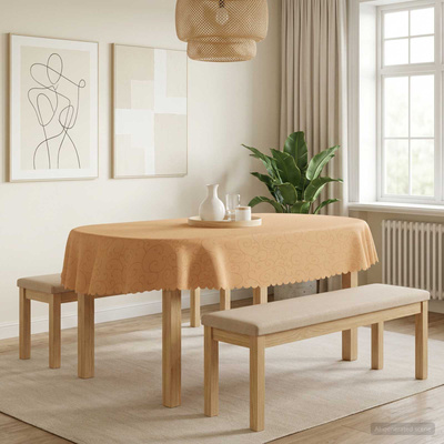 Obrus stołowy Owalny Beżowy 130 x 220 cm
