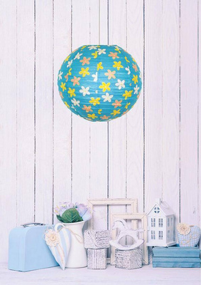 Abażur papierowy błękitny w kwiaty kula 35cm Kokon Candellux 70-96930