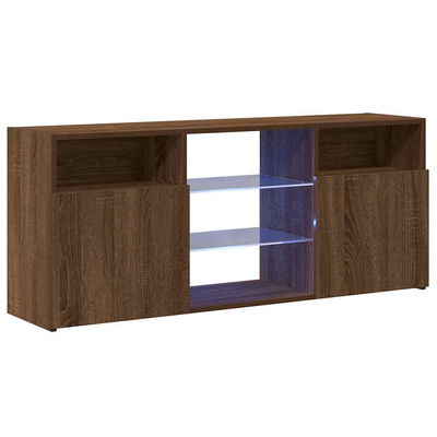 Szafka TV z oświetleniem LED, brązowy dąb, 120x30x50 cm