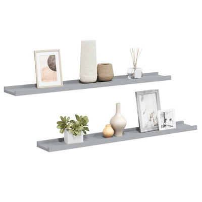 vidaXL Półki ścienne na zdjęcia, 2 szt., szare, 80x9x3 cm, MDF
