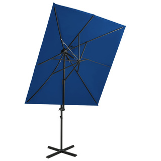 vidaXL Parasol wiszący z podwójną czaszą, lazurowy, 250x250 cm