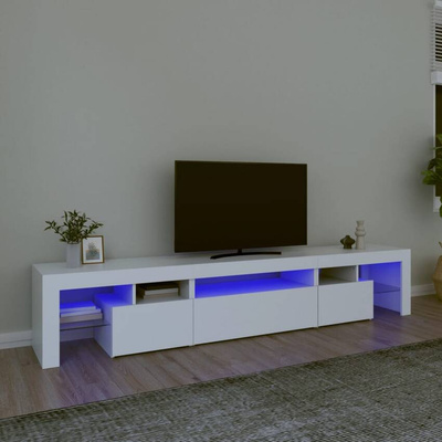 vidaXL Szafka pod TV z oświetleniem LED, biała, 215x36,5x40 cm