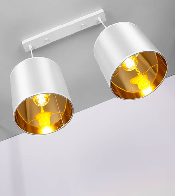 Lampa wisząca z abażurami Atlanta biała podwójna na listwie nowoczesna