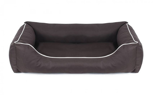 Legowisko dla psa Sofa Valencia Standard w kolorze brązowym z białym wykończeniem Rozmiar: M - 80 x 60 cm