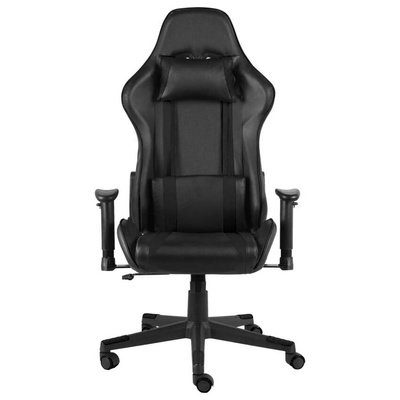 vidaXL Obrotowy fotel gamingowy, czarny, PVC