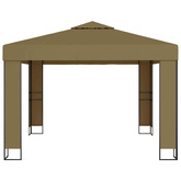 Altana z podwójnym dachem i sznurem lampek LED 3x3x2,7 m, taupe