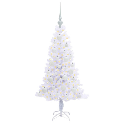 Sztuczna choinka z 150 diodami LED Biały 120 cm PVC i Stal