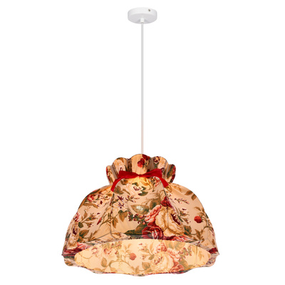 ROZANO lampa wisząca biały 1x40W E27 abażur kwiatowy