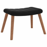 Fotel z podnóżkiem, czarny, obity aksamitem model standard
