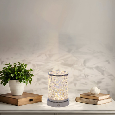 Lampka nocna Brillo srebrna LED dotykowa z usb ze ściemniaczem