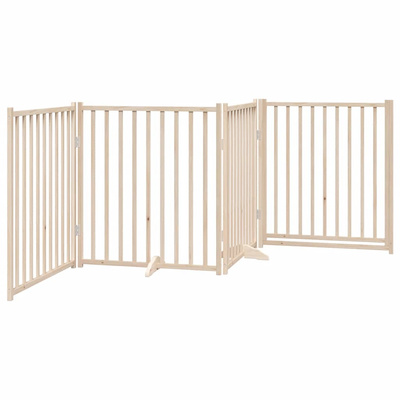 Bramka dla psa z drzwiami składana 4 panele 320 cm lite drewno jodłowe