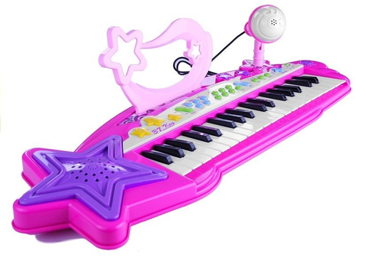Keyboard Organki 37 Klawiszy MP3  Mikrofon Różowe