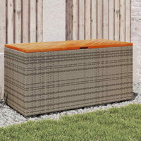 Skrzynia ogrodowa, szara, 110x50x54 cm, polirattan i akacja