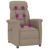 vidaXL Rozkładany fotel masujący, taupe, sztuczna skóra zamszowa