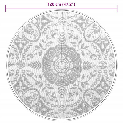 vidaXL Dywan na zewnątrz, jasnoszary, Ø120 cm, PP