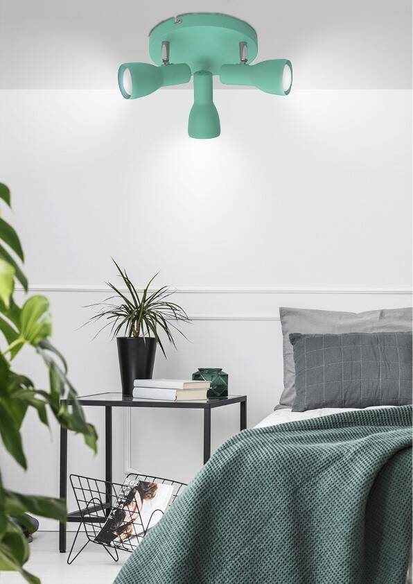 Lampa sufitowa Picardo plafon regulowany 3-punktowy metalowy zielony E14