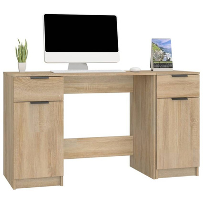 vidaXL Biurko z szafką boczną, dąb sonoma, materiał drewnopochodny