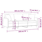 3-osobowa sofa wypoczynkowa z poduszkami, jasnożółta, 180 cm