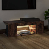 vidaXL Szafka pod TV z oświetleniem LED, przydymiony dąb, 90x39x30 cm