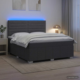 Łóżko z box spring LED z materacem ciemnoszary 180 x 200 cm