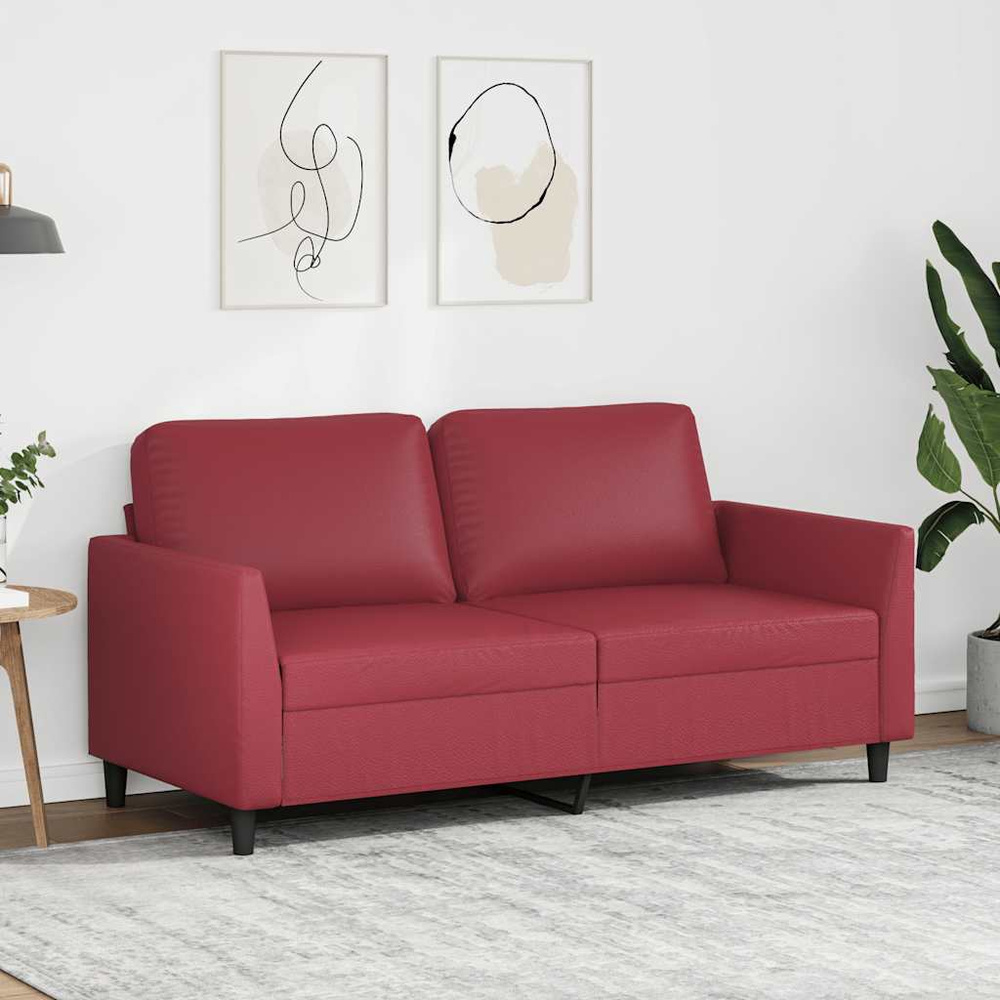 2-osobowa sofa, winna czerwień, 140 cm, sztuczna skóra