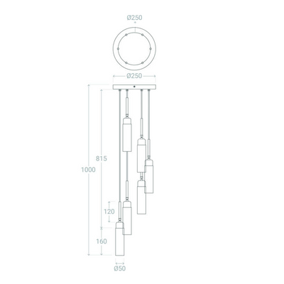 Lampa Wisząca Złota Szklana 6xG9 Abruzzo Speranza