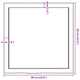 Półka, 60x60x(2-6) cm, surowe lite drewno dębowe