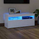vidaXL Szafka pod TV z oświetleniem LED, biała, 90x35x40 cm