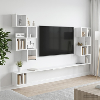 Półka na telewizor montowana na ścianie Biały 200 x 15 x 94 cm