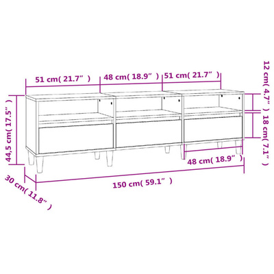vidaXL Szafka pod TV, szarość betonu, 150x30x44,5 cm wariant 5