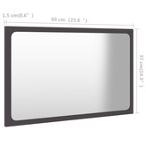 vidaXL Lustro łazienkowe, szare, 60x1,5x37 cm, płyta wiórowa
