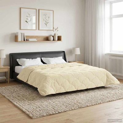 Zimowa Kołdra Kremowy 200 x 240 cm Mikrofibra i Fleece Teddy