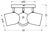 Lampa sufitowa 3xE27 szara 32cm AZURO 98-63236
