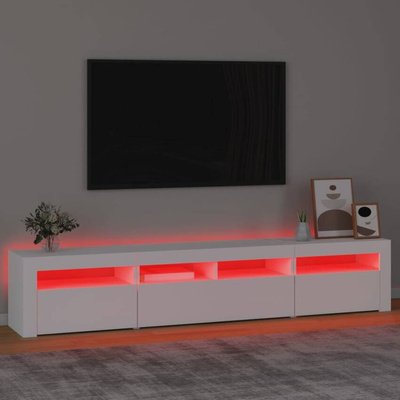 vidaXL Szafka pod TV z oświetleniem LED, biała, 210x35x40 cm