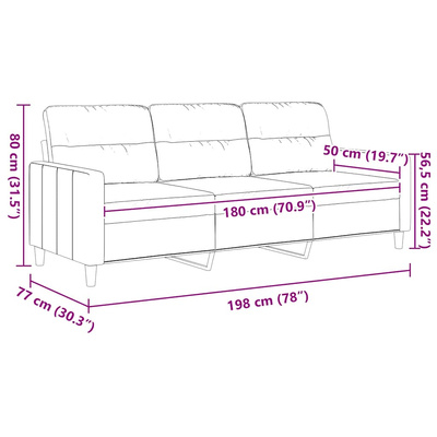 Sofa 3-osobowa, winna czerwień, 180 cm,tapicerowana tkaniną